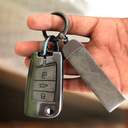 Metal Leather Key Cover for Skoda/Volkswagen Kushaq, kylaq, Octavia, Kodiaq, Superb, Slavia, Passat, Virtus, T Roc | 3 Button Flip Key