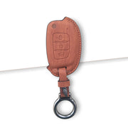 Leather Key Cover Compatible With Creta, Venue, Aura, i20,Grand i10 Nios, Xcent | 3 Button Flip Key
