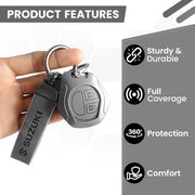 Metal Leather Key Cover for Suzuki Swift, Dzire, Ertiga, Baleno, Celerio, WagonR, Ritz, Brezza, Scross, Alto, Fronx, XL6, Ciaz, Grand Vitara, Jimny, Alto K10, S Presso, Ignis |for Toyoto Rumion, Hyryder, Urben Cruiser, Galanza | 2 Button Key