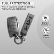 Metal Leather Car Key Cover Compatible With Kia Seltos, Sonet, Carens | Push Start Key