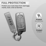 Metal Leather Car Key Cover Compatible With Jeep Compass | 3 Button Smart Key