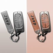 Combo offer Jeep lover Metal Leather Car Key Cover Compatible With Jeep Compass | 3 Button Smart Key