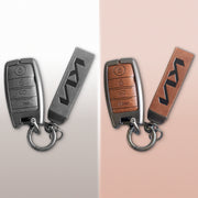 Combo offer KIA lover Metal Leather Car Key Cover Compatible With Kia Seltos, Sonet, Carens | Push Start Only Key