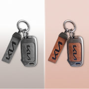 Combo offer KIA lover Metal Leather Car Key Cover Compatible With Kia Kia Seltos HTE,  Sonet HTE,  Carens Premium, Prestige | 3 Button Flip Key