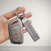 Metal Leather Car Key Cover For MG Hector | 3 Button Smart Key