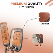 Metal Leather Car Key Cover For MG Hector | 3 Button Smart Key