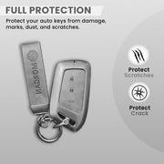 Metal Leather Car Key Cover For MG Hector | 3 Button Smart Key