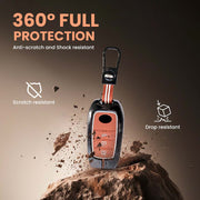 Metal Silicon Car Key Cover with Zinc Alloy For Toyota Fortuner, Hilux, Innova Crysta, Legender, Innova HyCross, Land Cruiser - 3 Button Smart Key - 360° Shock-Proof Protection for Fortuner & Innova - (Biscuit Brown)