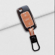 Zinc Alloy Metal Silicon Key Cover for Skoda/Volkswagen Polo, Vento, Ameo, Passat, Rapid, Laura, Superb, Octavia | 3 Button Flip Key
