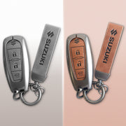 Combo offer Suzuki lover Metal Leather Key Cover for Suzuki Baleno, Ciaz, Vitara, Brezza, S Cross, Swift, Ignis, XL6, Fronx, Jimny,  Grand Vitara  | 3 Button Smart Key