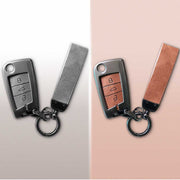 Combo offer Skoda/Volkswagen lover Metal Leather Key Cover for Skoda/Volkswagen Kushaq, kylaq, Octavia, Kodiaq, Superb, Slavia, Passat, Virtus, T Roc | 3 Button Flip Key